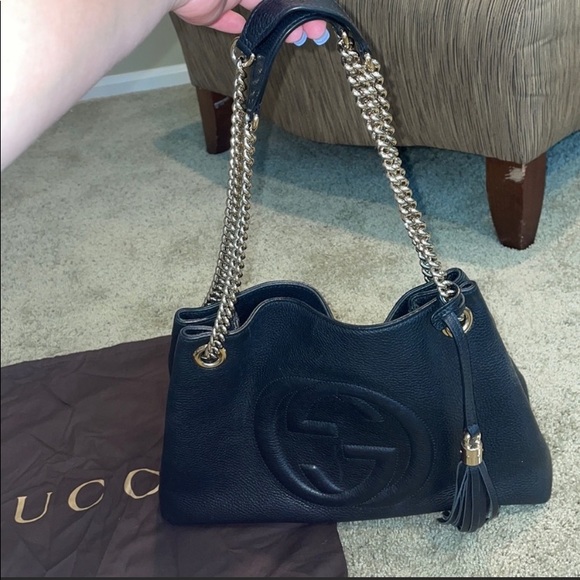 Gucci soho hobo bag black with gold chain medium shoulder bag - Picture 5 of 5